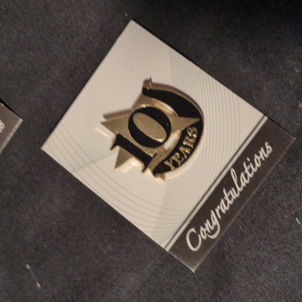 Bundle of 10 Crown Awards Ten Years Pins